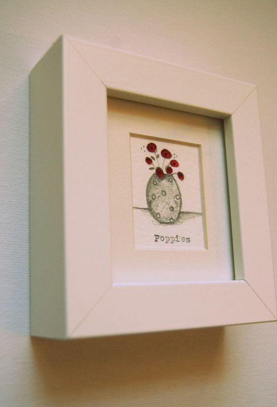 Framed Poppies I (miniature)..
