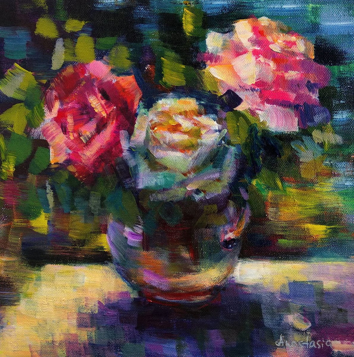 Roses on the table Still life with flowers by Anastasia Art Line