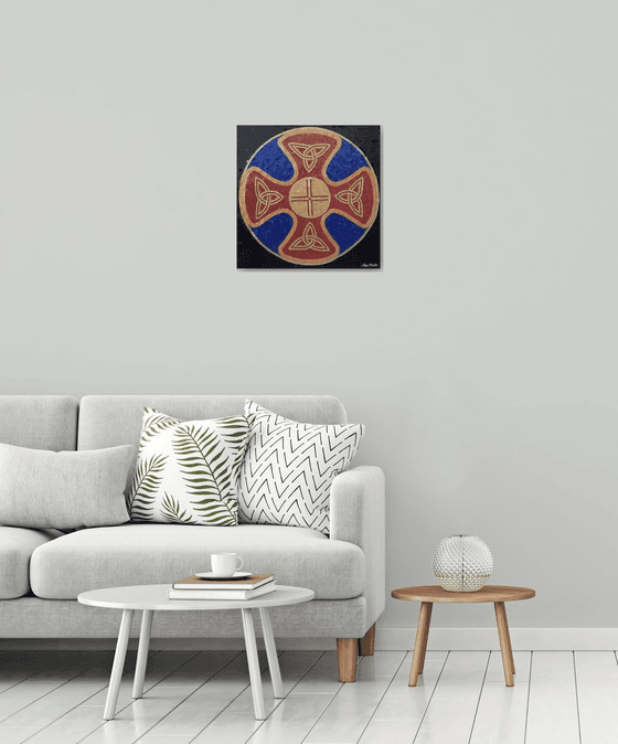 Celtic Shield - mixed media mosaic Celtic art
