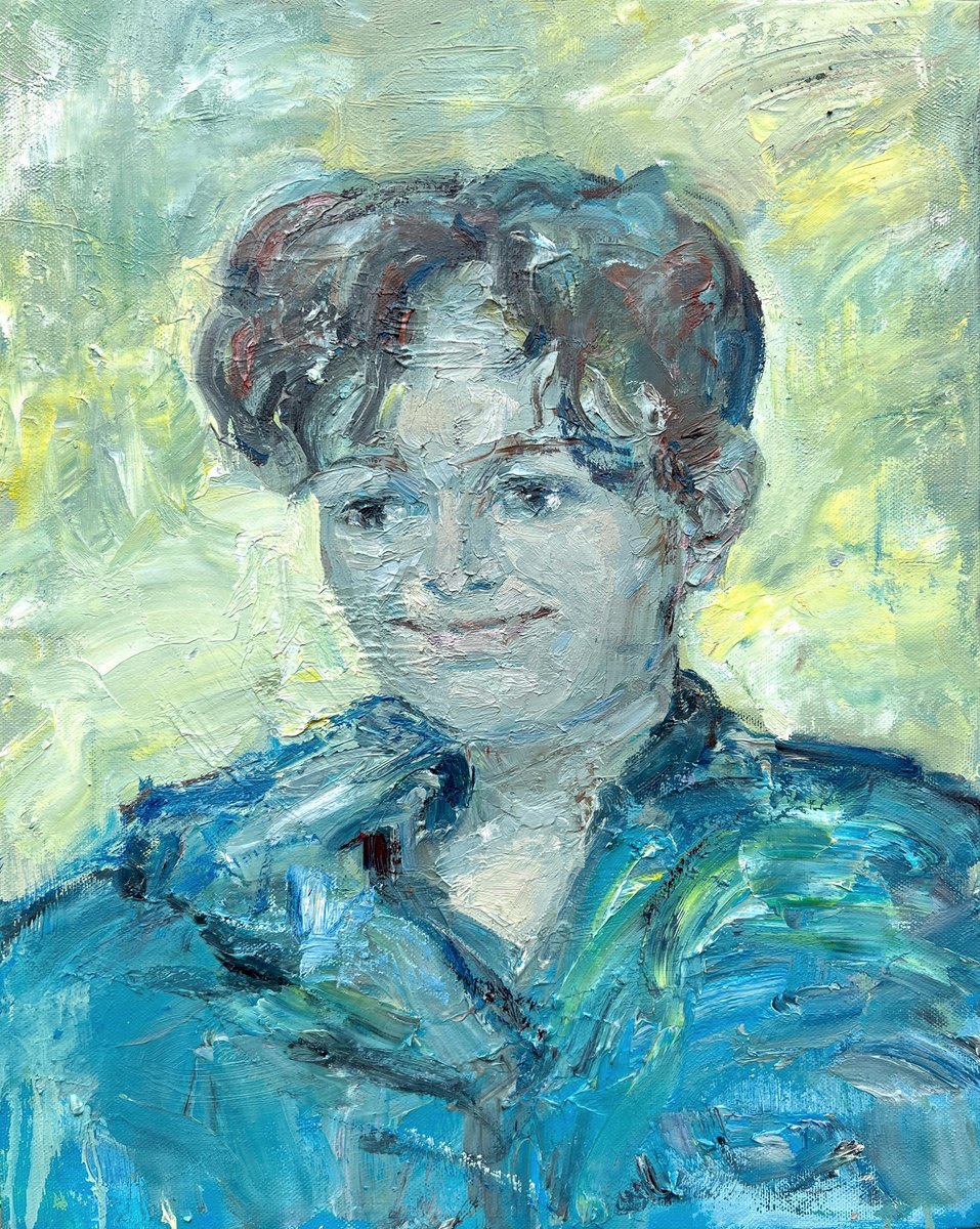 Expressive Portrait Oil Painting By Zakhar Shevchuk, 16 X 20", Expectations, Original Artwork