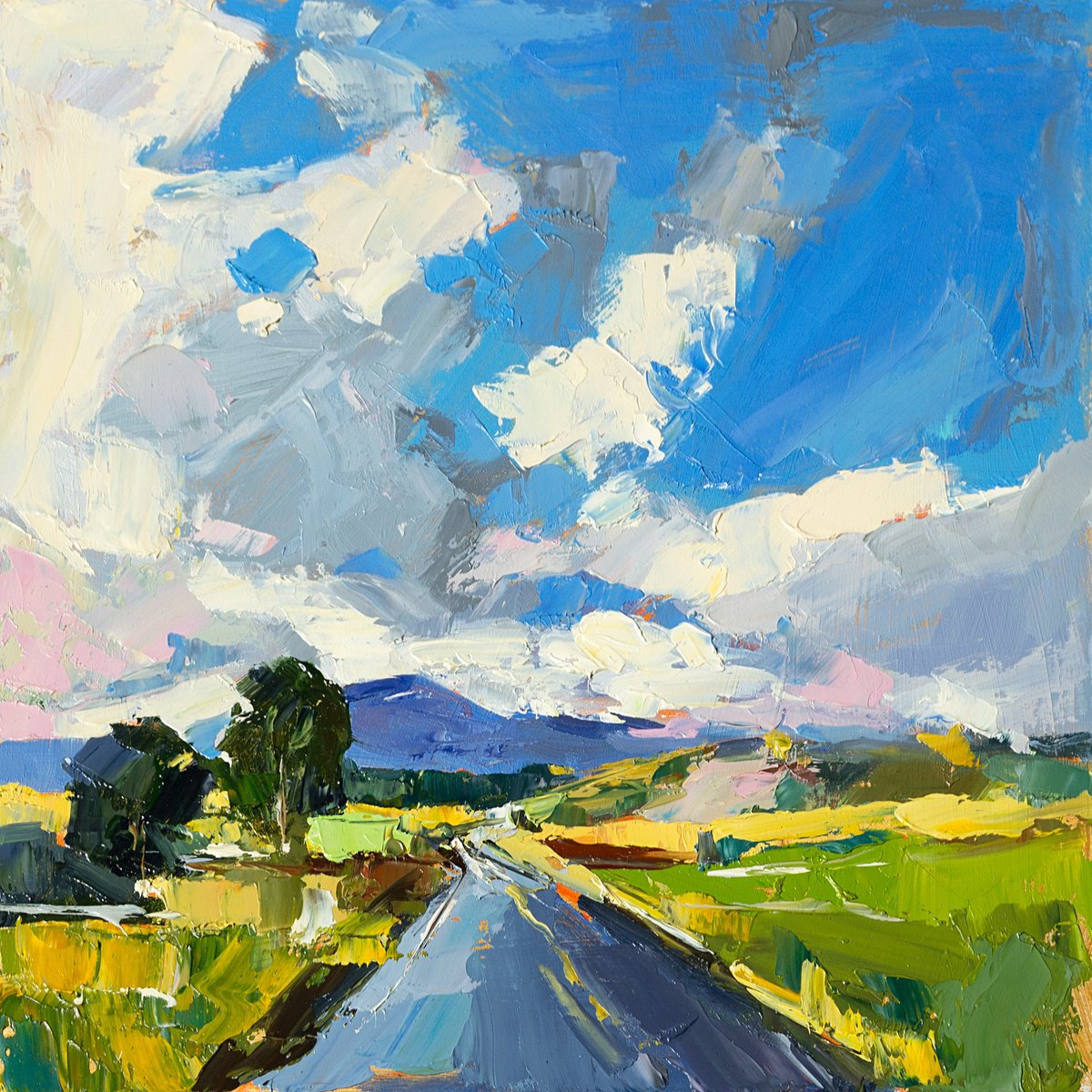 Impressionistic Landscape Oil Painting By Daria Zavadenko, 12 X 12, Where The Sky Begins, Original Artwork