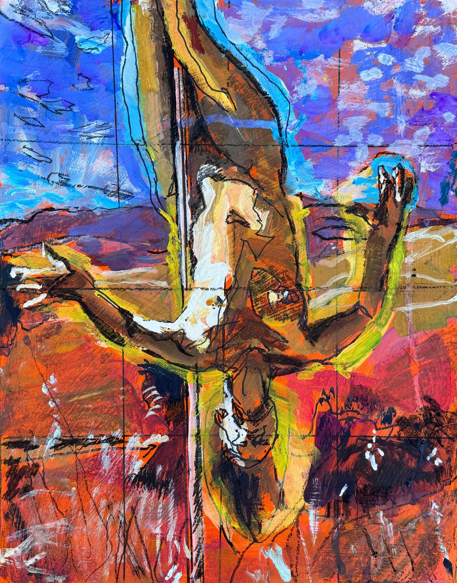 Impressionistic Landscape Painting By Darren Jekel, 16 X 20, Pole Woman, Original Artwork