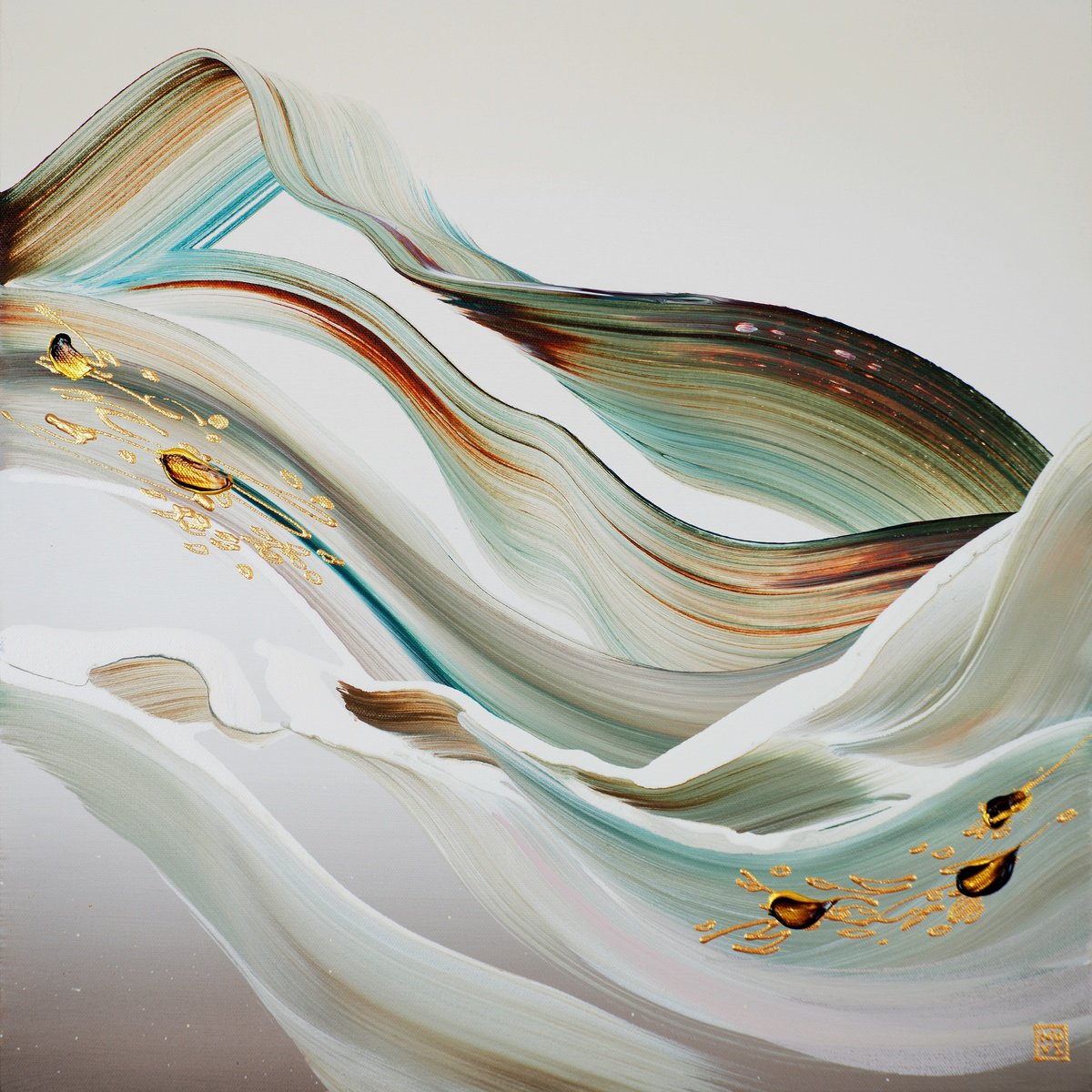 Abstract Acrylic Painting By Novi Lim, 20 X 20", Whispering Wind I, Original Artwork