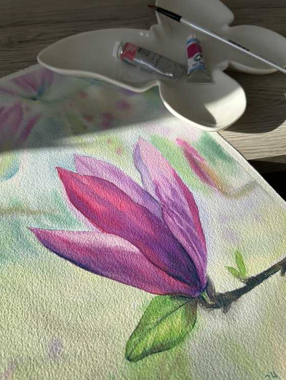 Blooming Pink Magnolia