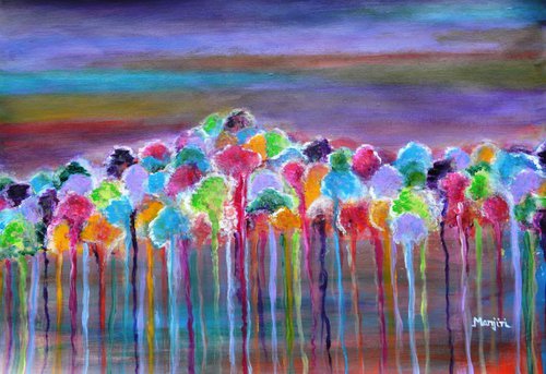 Enchanted Forest a vibrant abstract by Manjiri Kanvinde
