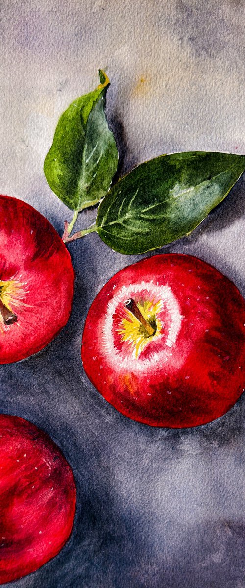 Red Apples on Cement v2 by Irina Kurganskaya