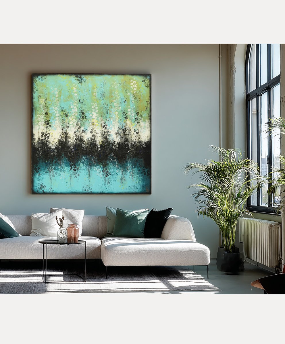 Boiling Bubbles Turquoise By Ronald Hunter, 47 X 47, Artwork For Sale On Artfinder