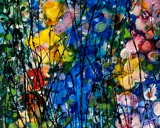 Grassland with Feelings -  Original Painting on Canvas influenced by Jackson Pollock's Style