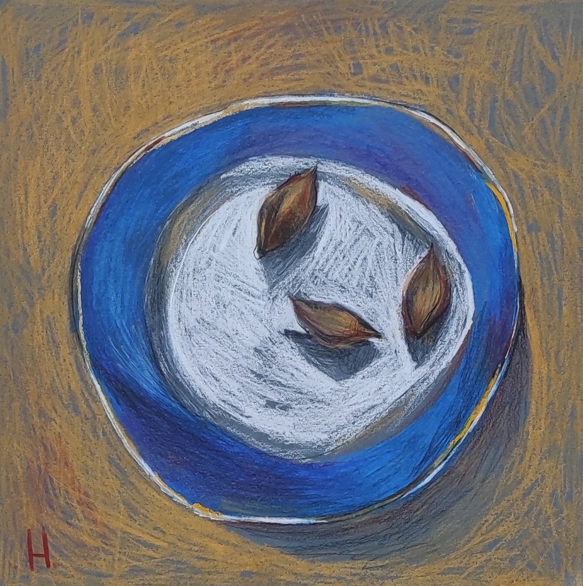 Apricots kernels on the plate by Natasha Voronchikhina