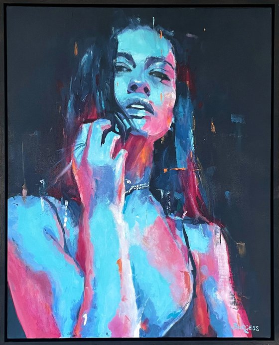 Under Your Spell - Female Oil Painting Portrait - Framed 53cm x 43cm