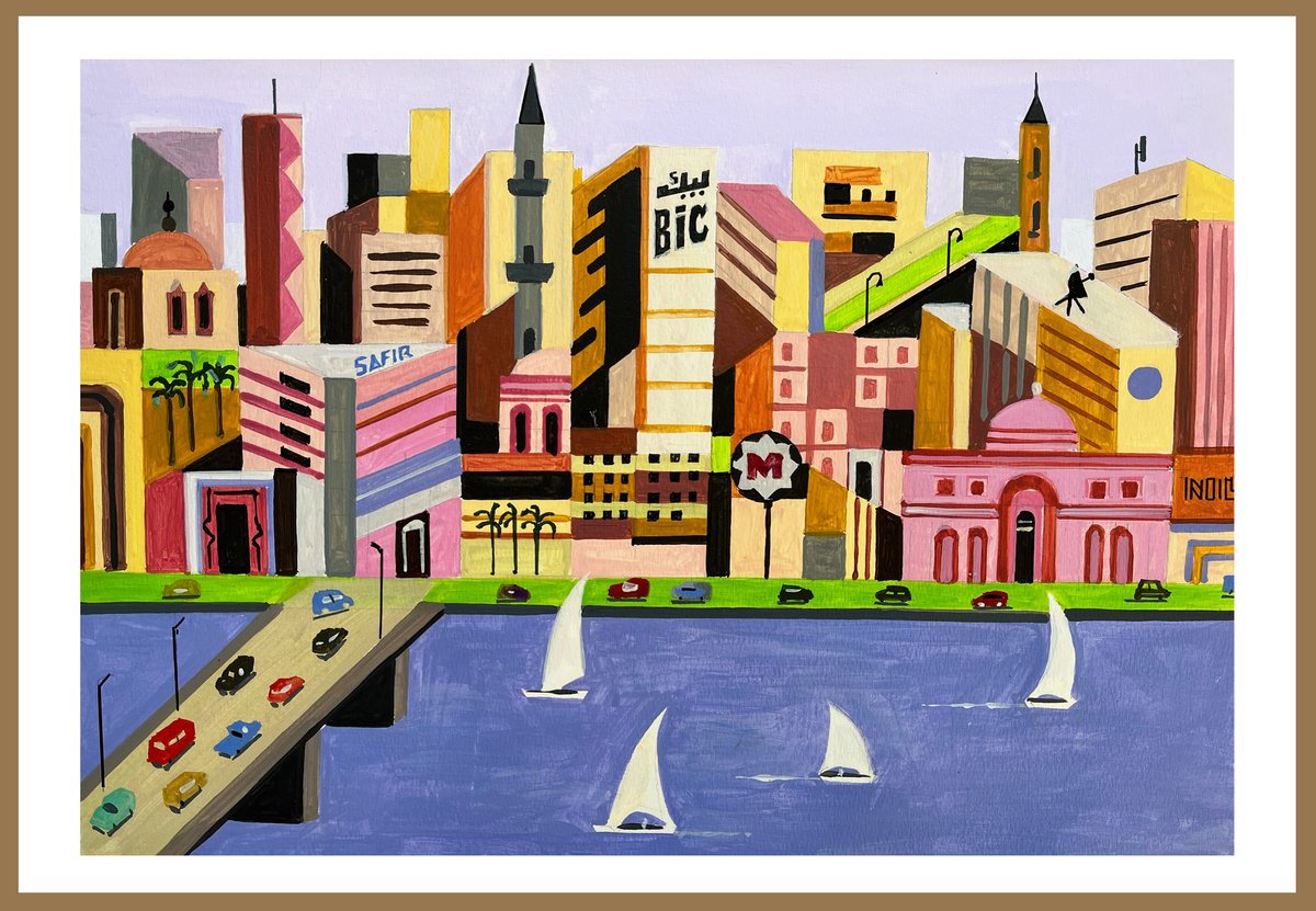 Urban And Pop Acrylic Painting , Cairo-02 By Andre Baldet, 19 X 13, Artwork For Sale On Artfinder