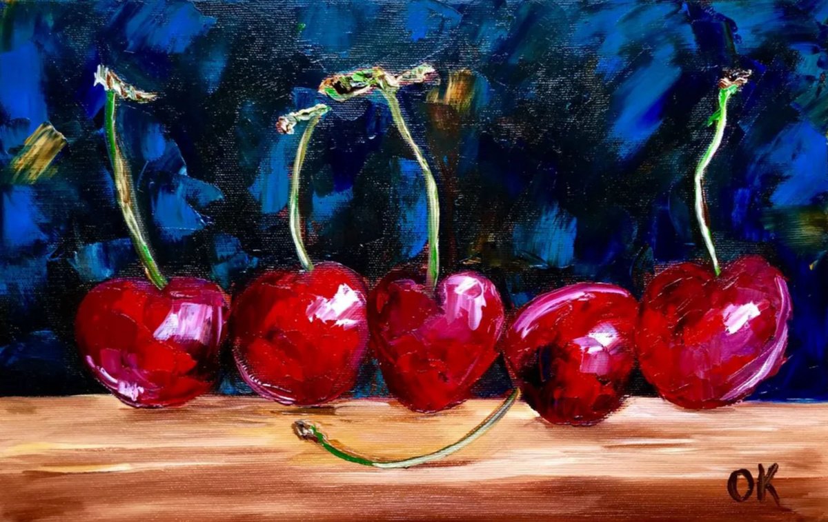 Cherries. Still Life. By Olga Koval, 14 X 8, Artwork For Sale On Artfinder