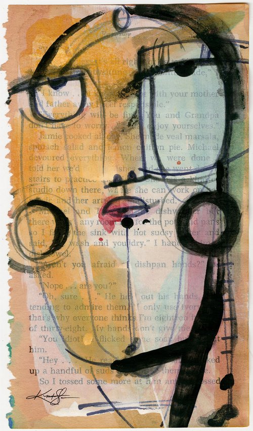 Funky Face 2021-6 - Mixed Media Painting by Kathy Morton Stanion by Kathy Morton Stanion