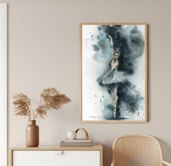 Odette Swan Lake Ballerina Watercolor