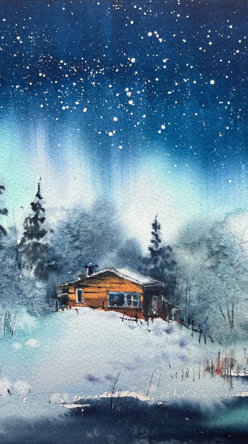 Lonely house at night #2 by Eugenia Gorbacheva