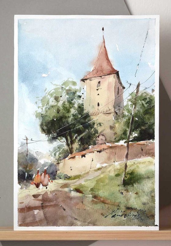 Rural Romanian, watercolor