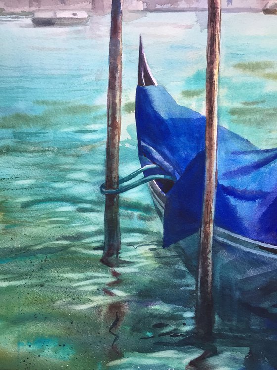 Venetian gondolas. Italian landscape. Venetian landscape - Venice, Gift for her - Gift for him