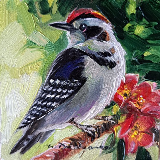 Woodpecker bird painting