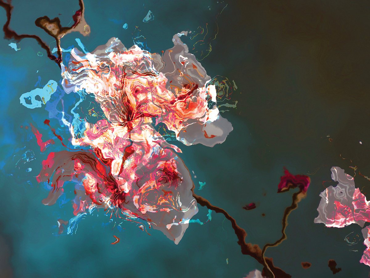 Abstract Botanical Print By Javier Diaz, 80 X 60, Flores Al Viento 3, Original Artwork