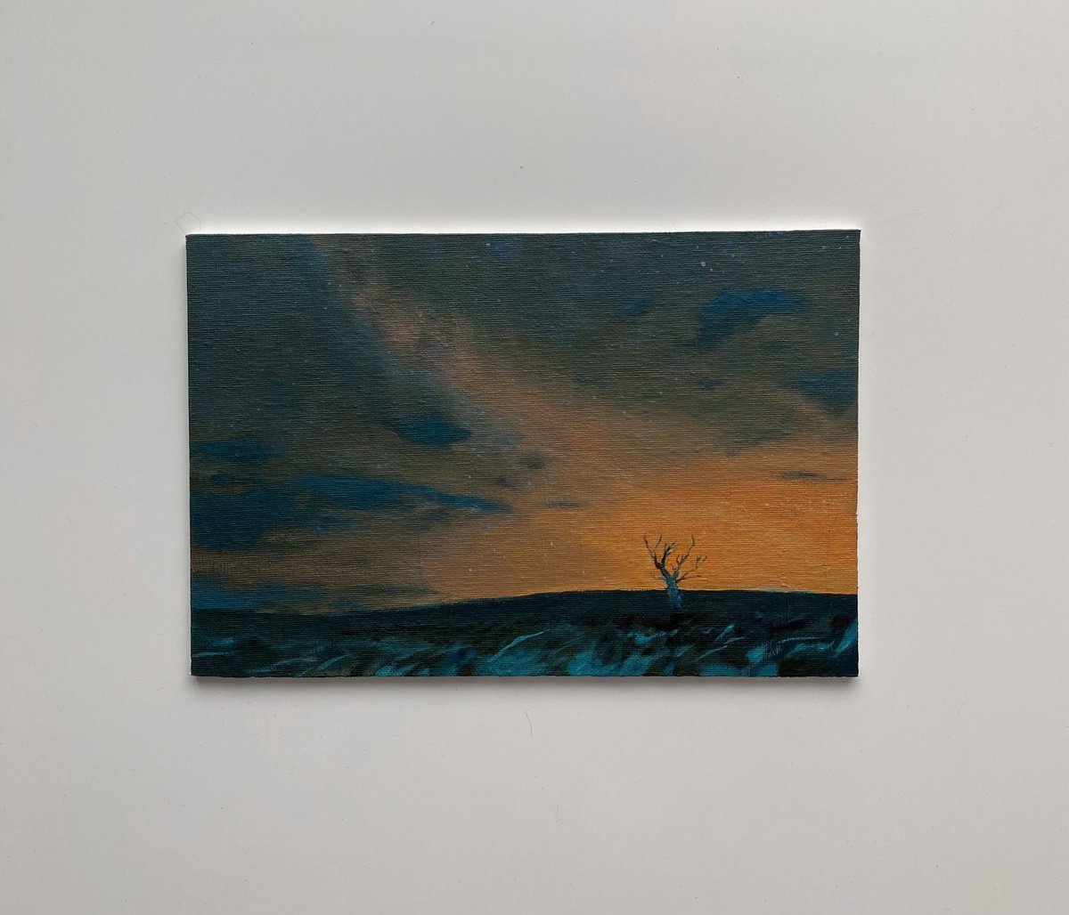 Impressionistic Landscape Oil Painting By Bohdan Vykhrenko, 12 X 8, Night Landscape, Original Artwork