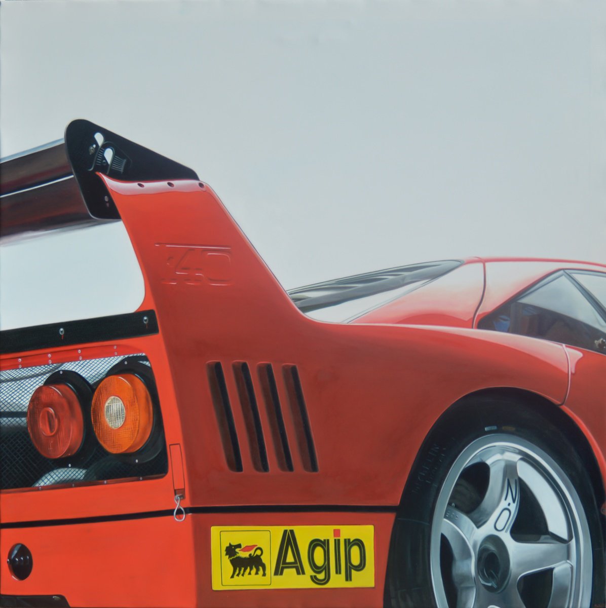 Photorealistic Transport Oil Painting By Roman Sedlak, 51 X 51", Ferrari F40 Lm, Original Artwork