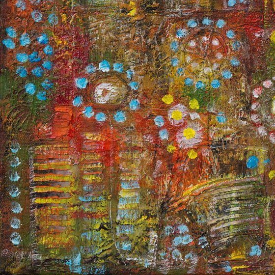 Jacob's ladder falling down into my garden - red version - abstract painting