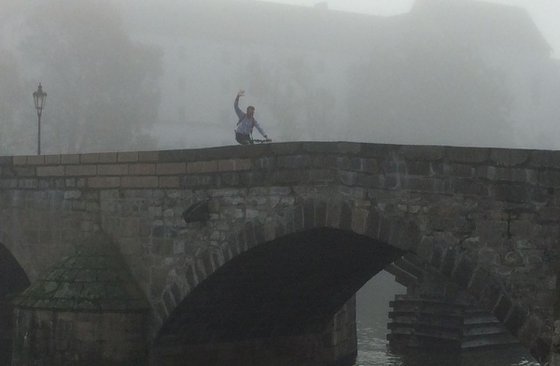 THE OLDEST BRIDGE (13th century) & THE MAN ON BIKE (21st century)