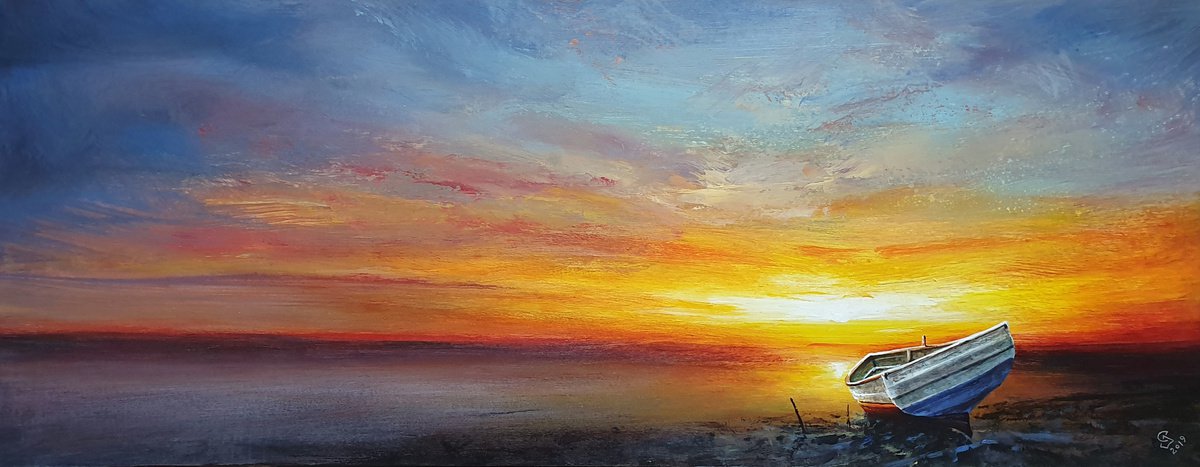 Abstract Landscape Oil Painting By Ivan Grozdanovski, 29 X 11, Starting Tomorrow, Original Artwork