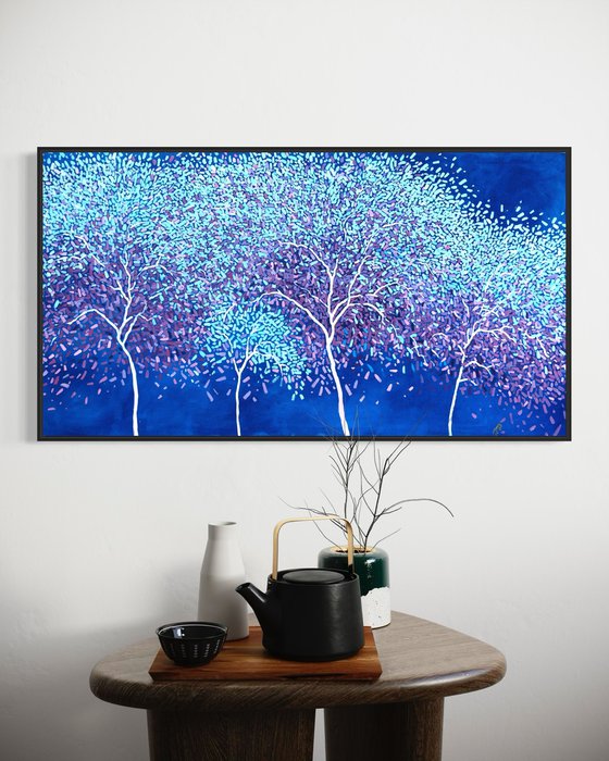 Blue winter forest
