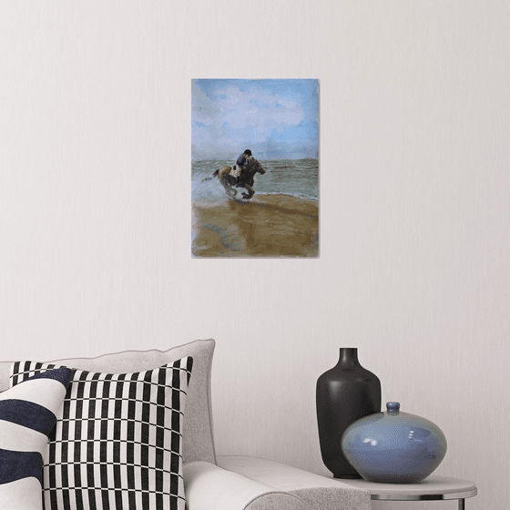 Horse riding along beach