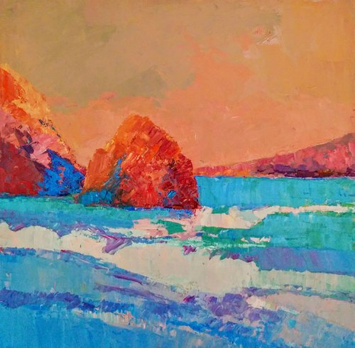 Feeling the sea seascape oil painting by Padmaja Madhu