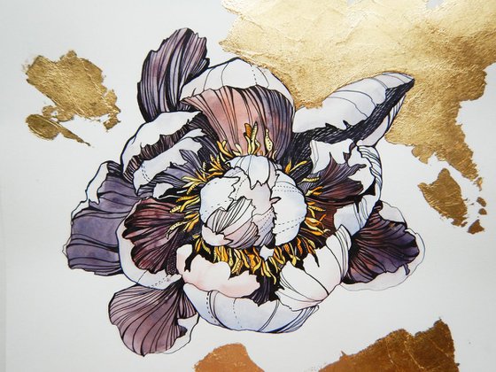 Peony in gold.