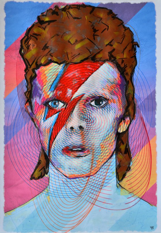 David Bowie - Ziggy Stardust - Vibrations Mixed Media Modern New Contemporary Art