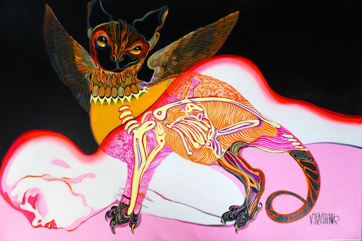 Organic Animal Acrylic Painting By Victor Tkachenko, 36 X 24", Life #7, Original Artwork