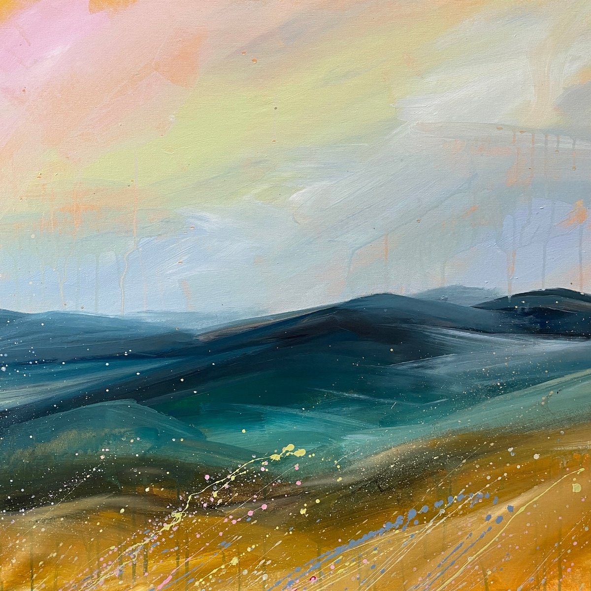 Impressionistic Landscape Acrylic Painting By Helen Mount, 24 X 24, Autumn Talks/12, Original Artwork