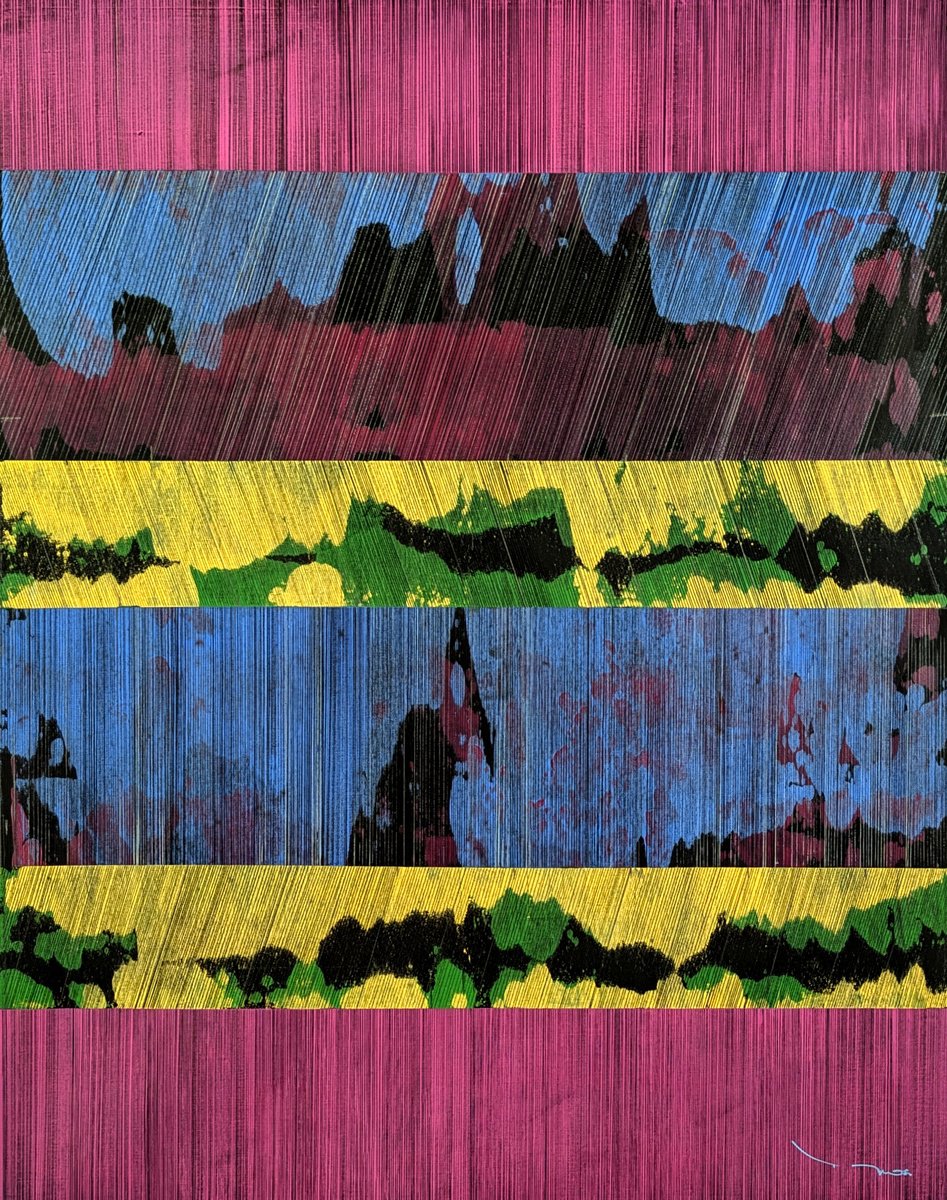 Abstract Acrylic Painting By Tehos, 31 X 39", Tehos - Abstraction Aa 02, Original Artwork