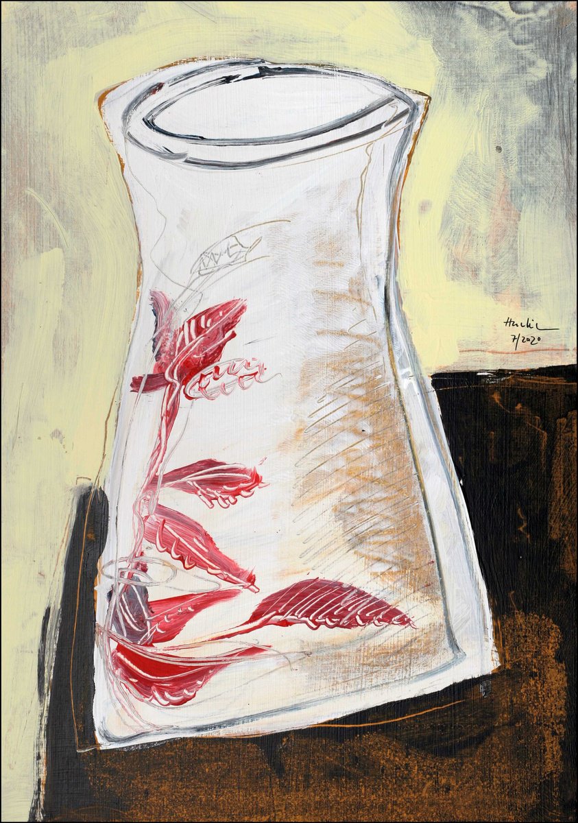 Landscape Acrylic Painting By Jiri Havlik, 14 X 20, White Vase, Original Artwork