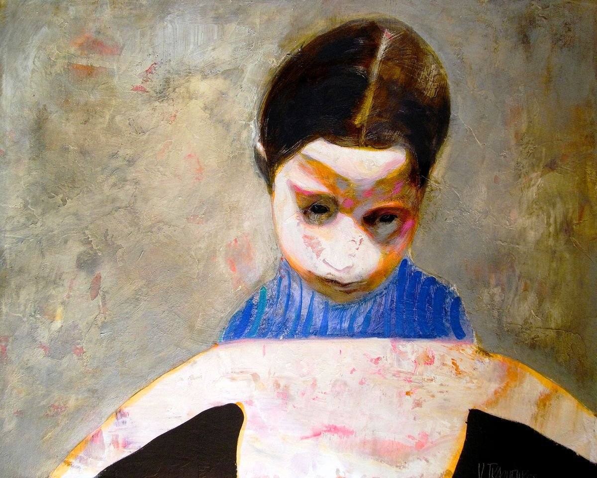 Impressionistic Portrait Acrylic Painting By Victor Tkachenko, 30 X 24", Gigi, Original Artwork