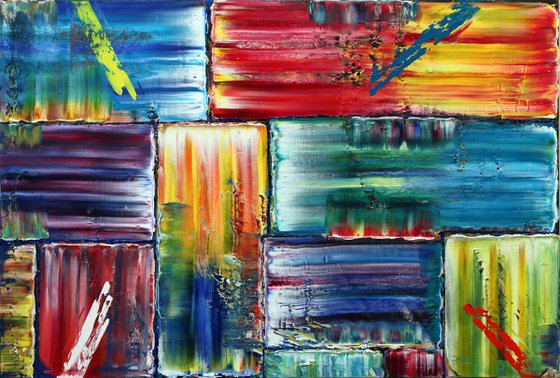 "Revolution" - Original PMS Abstract Oil Painting On Canvas - 36" x 24"