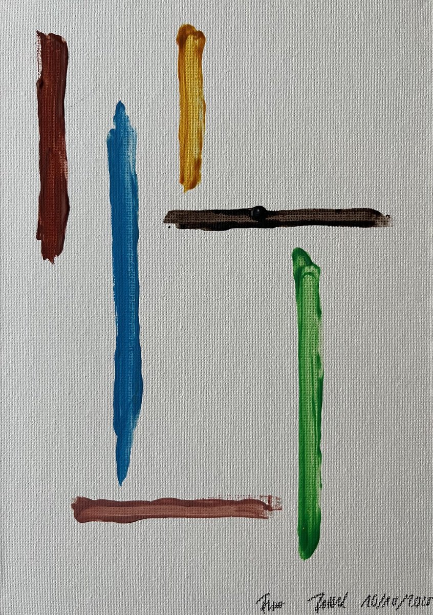 Geometric Abstract Acrylic Painting By Franz Friedel, 6 X 8, Traces Vi, Original Artwork