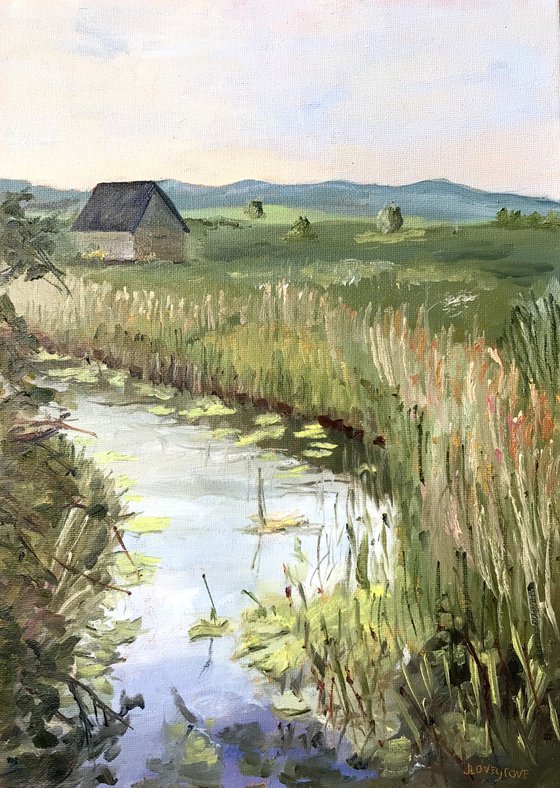 Meadows near Sarre Kent. An original oil painting.