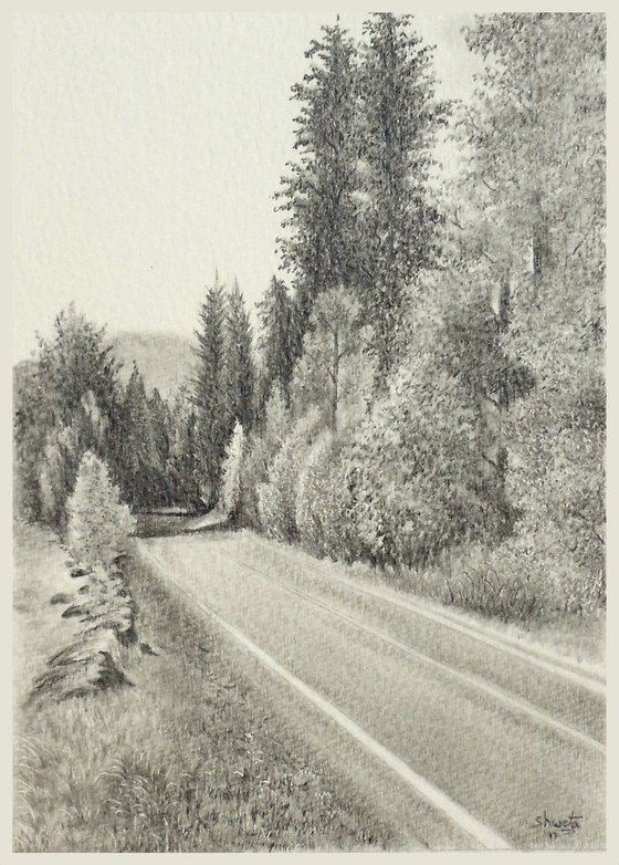 Road to Paradise Pencil Drawing