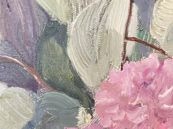 Delicate bouquet in a glass vase