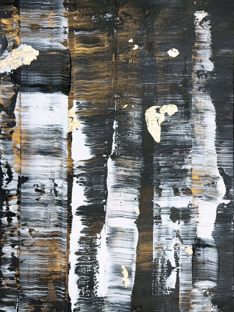 Abstract Acrylic Painting By Koen Lybaert, 9 X 13", Gold Series Iv [Abstract N°2839], Original Artwork