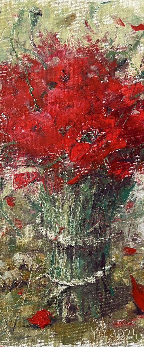 Rustic Red Poppy by Yulia Odukalets