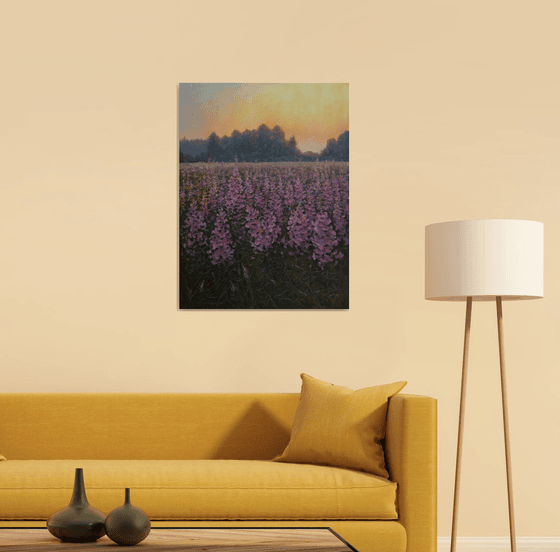 Sunset Over The Fireweed Field