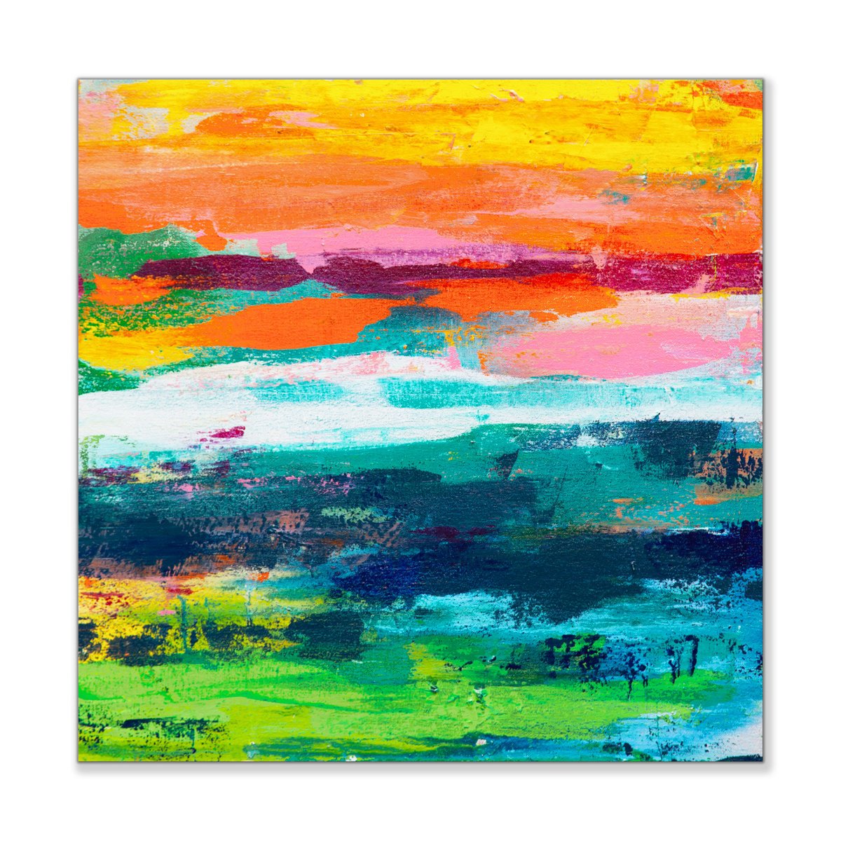 Abstract Acrylic Painting By Hilary Winfield, 20 X 20, Reclaimed 9, Original Artwork