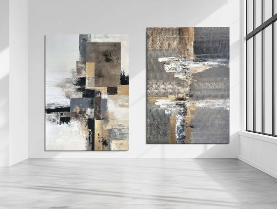 Golden Horizons: Golden Frameworks Diptych