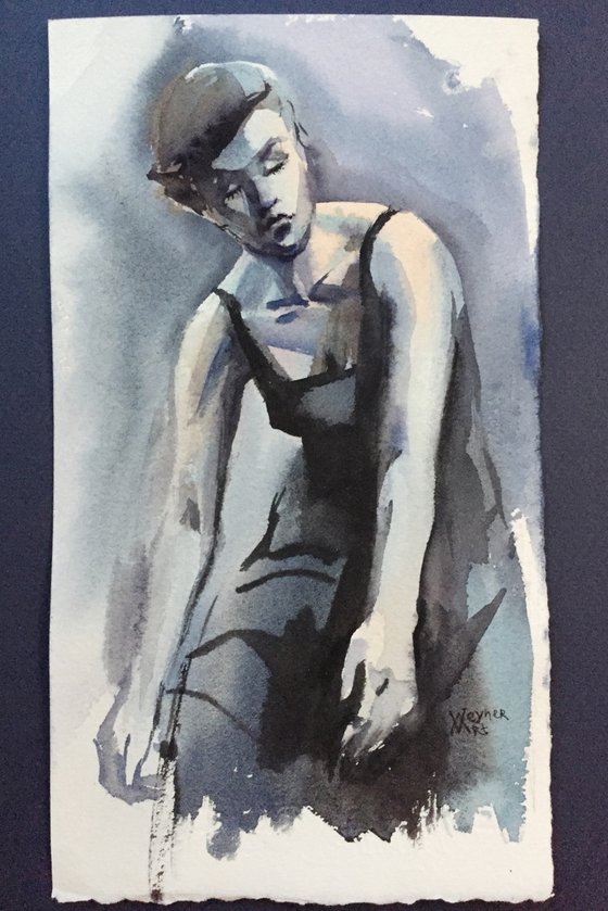 Dancing woman. Modern dance, original watercolor.