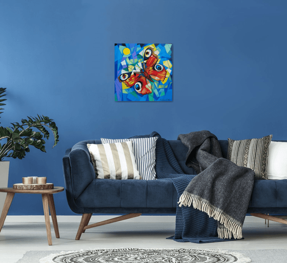 Butterfly (60x60cm, cubism, oil painting, ready to hang)